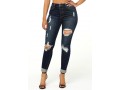 Shredded Roll Hem Pocket Mid Waist Jeans