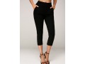 Side Pocket Black Elastic Waist Crop Pants