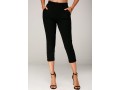 Side Pocket Black Elastic Waist Crop Pants