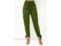 Side Slit Drawstring Waist Army Green Pants