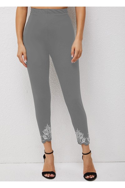 Skinny High Waisted Pierced Printed Pants