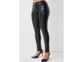 Skinny Solid Button Detail Leather Pants