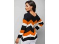 Asymmetric Hem Chevron Print Long Sleeve Sweater