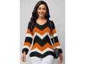 Asymmetric Hem Chevron Print Long Sleeve Sweater