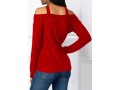 Asymmetric Hem Cross Strap Cold Shoulder Sweater