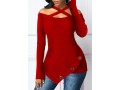 Asymmetric Hem Cross Strap Cold Shoulder Sweater