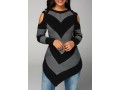 Asymmetric Hem Long Sleeve Black Sweater