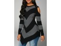 Asymmetric Hem Long Sleeve Black Sweater