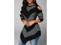 Asymmetric Hem Long Sleeve Black Sweater