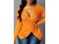 Asymmetric Hem Long Sleeve Cutout Front Sweater