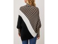 Batwing Sleeve Striped Black Mock Neck Sweater