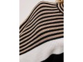 Batwing Sleeve Striped Black Mock Neck Sweater