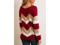 Chevron Print Long Sleeve Round Neck Sweater