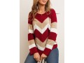 Chevron Print Long Sleeve Round Neck Sweater