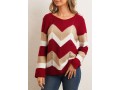 Chevron Print Long Sleeve Round Neck Sweater