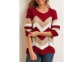 Chevron Print Long Sleeve Round Neck Sweater