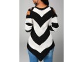 Cold Shoulder Chevron Pattern Long Sleeve Sweater