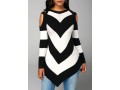 Cold Shoulder Chevron Pattern Long Sleeve Sweater