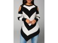 Cold Shoulder Chevron Pattern Long Sleeve Sweater