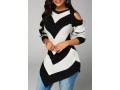 Cold Shoulder Chevron Pattern Long Sleeve Sweater