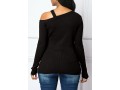 Cold Shoulder Long Sleeve Black Sweater