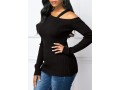 Cold Shoulder Long Sleeve Black Sweater