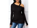 Cold Shoulder Long Sleeve Black Sweater