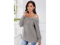 Cold Shoulder Long Sleeve Light Grey Sweater