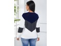 Color Block Round Neck Long Sleeve Sweater