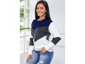 Color Block Round Neck Long Sleeve Sweater