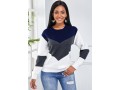 Color Block Round Neck Long Sleeve Sweater