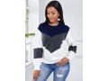 Color Block Round Neck Long Sleeve Sweater