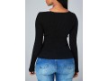 Contrast V Neck Asymmetric Hem Sweater