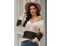 Contrast V Neck Long Sleeve Sweater