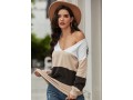 Contrast V Neck Long Sleeve Sweater