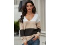 Contrast V Neck Long Sleeve Sweater