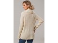 Cowl Neck Long Sleeve Beige Sweater