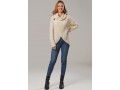 Cowl Neck Long Sleeve Beige Sweater