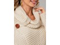 Cowl Neck Long Sleeve Beige Sweater