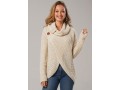 Cowl Neck Long Sleeve Beige Sweater