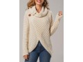 Cowl Neck Long Sleeve Beige Sweater