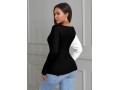 Cross Front Asymmetric Hem Color Block Sweater