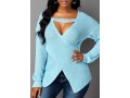 Crossover Hem Long Sleeve Cutout Front Sweater