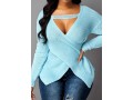 Crossover Hem Long Sleeve Cutout Front Sweater