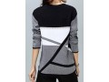 Dark Grey Round Neck Geometric Pattern Sweater