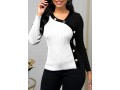 Decorative Button Color Block V Neck Sweater