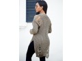 Draped Fringe Long Sleeve Round Neck Sweater