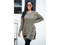 Draped Fringe Long Sleeve Round Neck Sweater