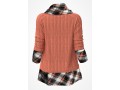 Fabric Splicing Plaid Long Sleeve Cowl Neck Sweater