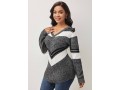 Grey V Neck Long Sleeve Sweater